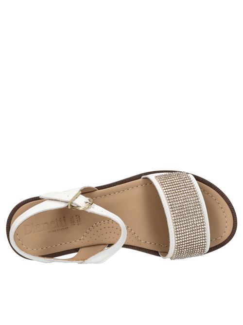 Sandali flat in pelle e strass DIANETTI | 1645 NAPPABIANCO